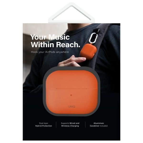 UNIQ case for Nexo AirPods 4 + Ear Hooks Silicone orange/volt orange