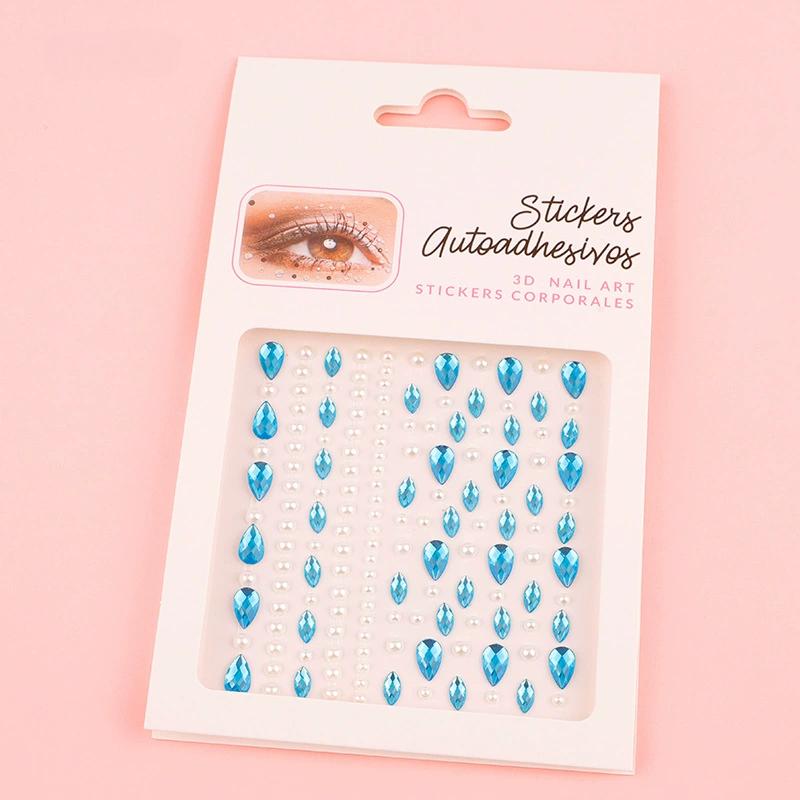 Diamond Eyebrow Tattoo Sticker Glitter Eyeliner Eyebrow Makeup Face Eyes Temporary Tattoo Rock Rhinestone 3D Eyeliner Stickers