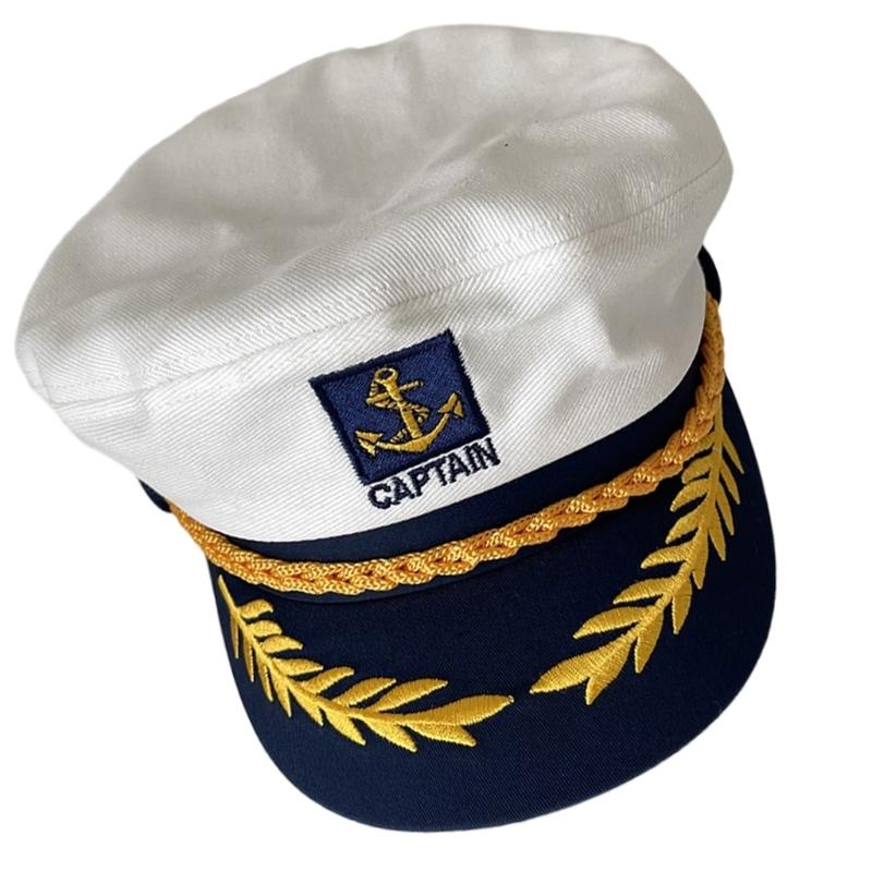 Adjustable Cotton Sailors Hat Classical 2000s Embroidered Cosplay Hat For Women And Men