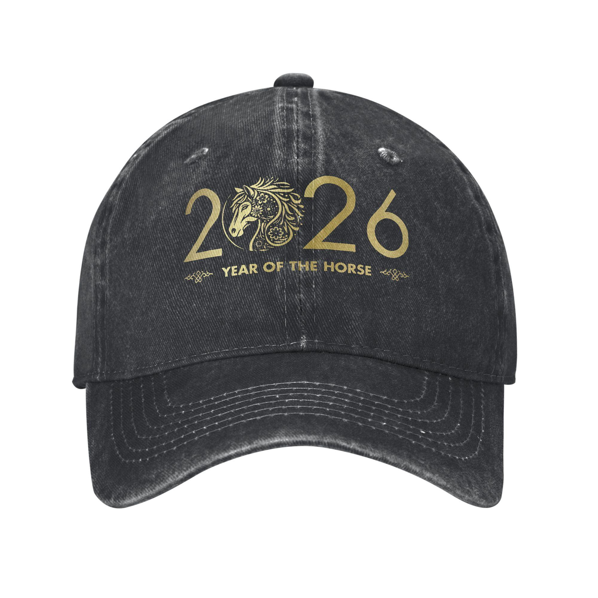 

Men Women Year Of The Horse 2026 Chinese Lunar New Year Caps Accessories Baseball Cap Casual Trucker Hat Adjustable One Size