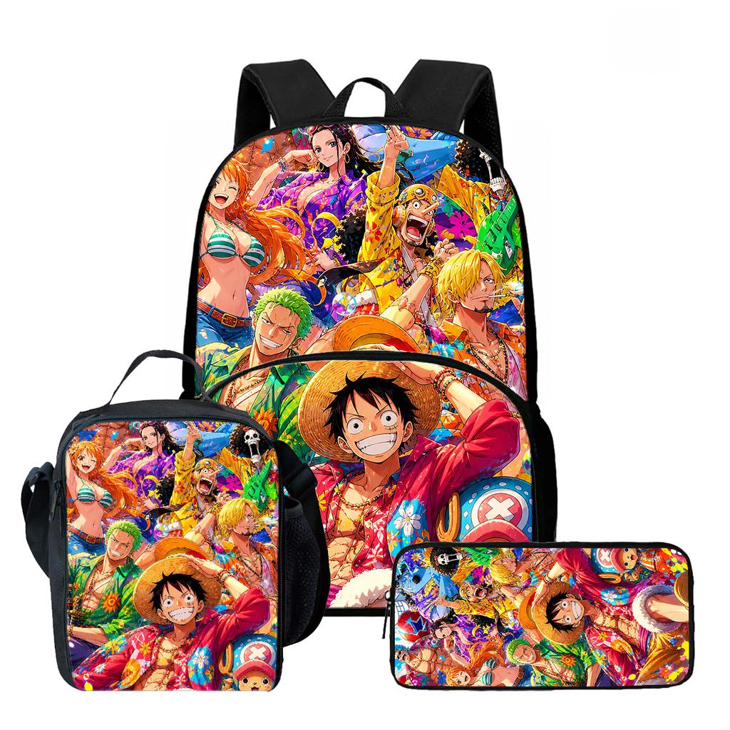 3-in-1 One Piece Backpack Set for Boys Girls Age 6-10, Light Weight School Kit with Front Pocket with Lunch Bag and Pencil Case