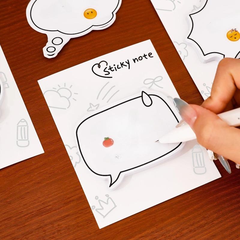 30 Sayfa Kore Sevimli Diyalog Kutusu Not Defteri Beyaz Basit Çizgili Stil Öğrenci Notu Ofis Okul Kırtasiye Mesaj Kağıdı