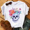 Camiseta De Arte Esttica Feminina De Flores De Caveira Roupas Punk Rock Camiseta Estampada Com Cavaleiro Roupas Fitness Vero 2020