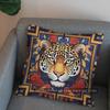 2D Leopard-Print Pillow Cover With Geometric Trim Pattern Cushion Cover Suitable For Sofa Bedroom Car Pillow Cover