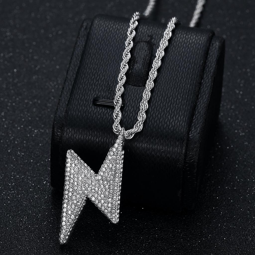 European and American Jewelry 18K Gold-plated Diamond Lightning Couple Pendant Necklace 2026