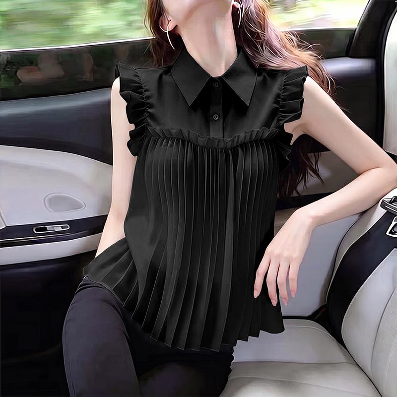ZANZEA Women Casual Turn Down Collar Solid Color Loose Sleeveless Tank Tops S