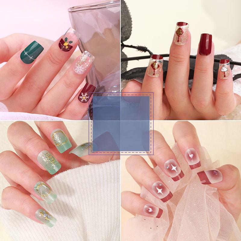 Chinese Style New Year Nail Art Stickers Cartoon 3D Imitation Diamond Hot Stamping Christmas Holiday Nail Stickers