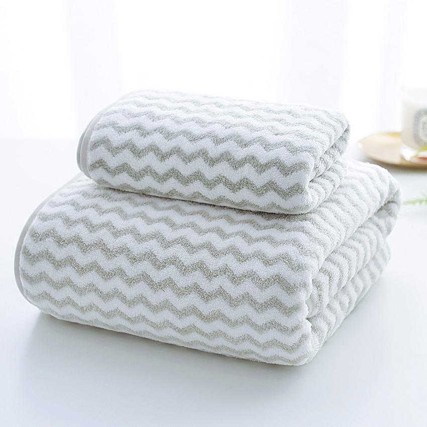 

Набор полотенец в полоску с мягким принтом для душа, банного полотенца, домашнего, отельного, спа-салона, косметического полотенца для лица для взрослых и детей, покрывала, салфетки De Bain 2pcs Towel Set серый