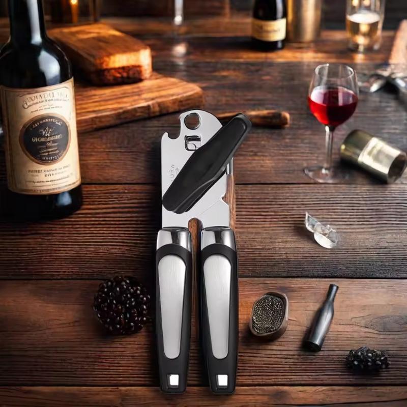 Heavy Duty Stainless Steel Can Opener with Ergonomic Handle for Kitchen Safety Smooth Edge Cut and Built-in Bottle Opener 6