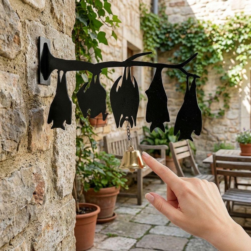 with Bell Inverted Branch Bat Wind Chime Spooky Hanging Door Bell Halloween Wind Chime Garden
