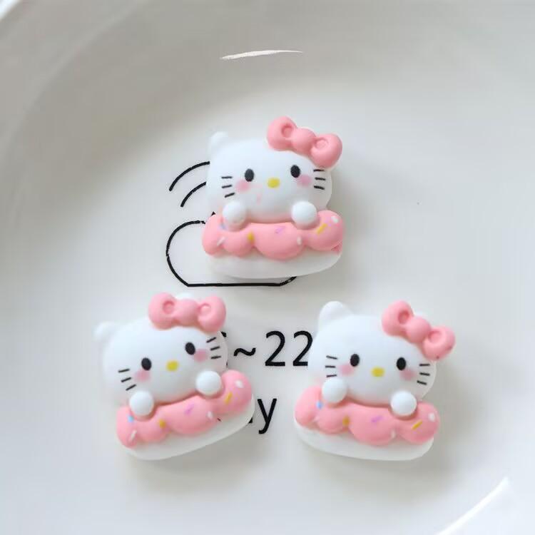 24/240PCS Cartoon cat dog donut resin accessories DIY cream glue phone case refrigerator sticker hair clip headband accessories