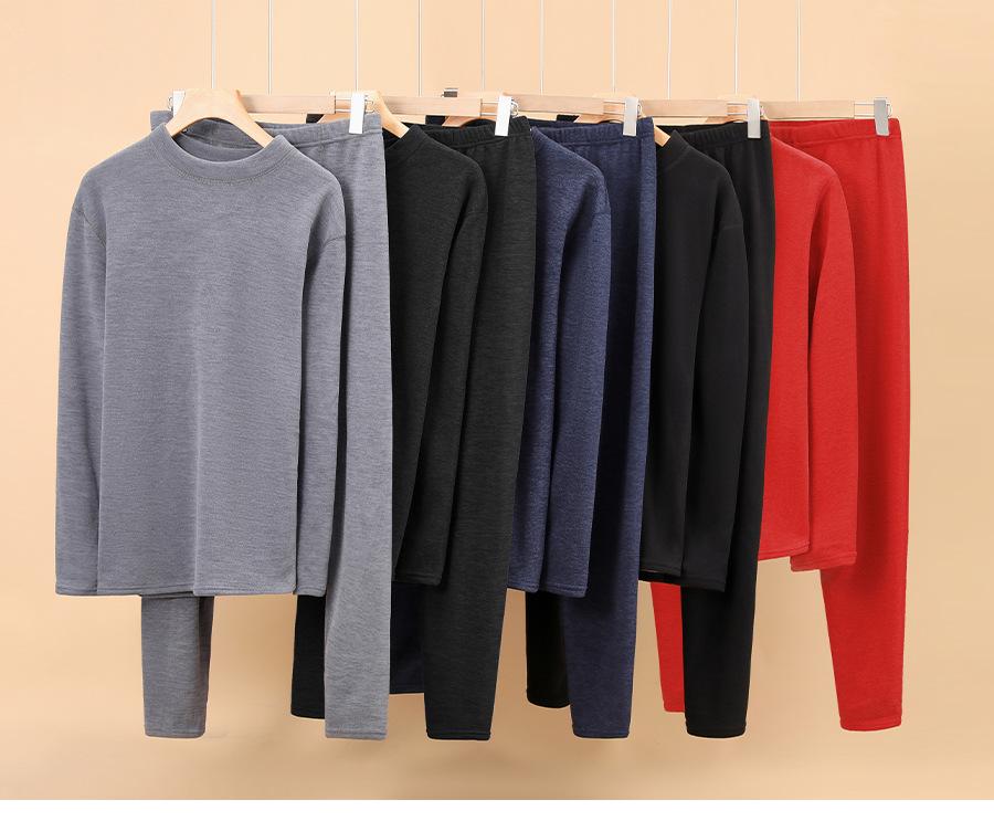 Unisex Lambswool Underwear Set with Fleece Lining & Thick Fabric for Autumn/Winter.
