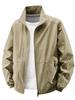 Herren Leichte Stehkragenjacke, Mehrere Taschen, Lockere Passform, Übergröße, Frühling/Herbst für Mittelalte & Ältere.