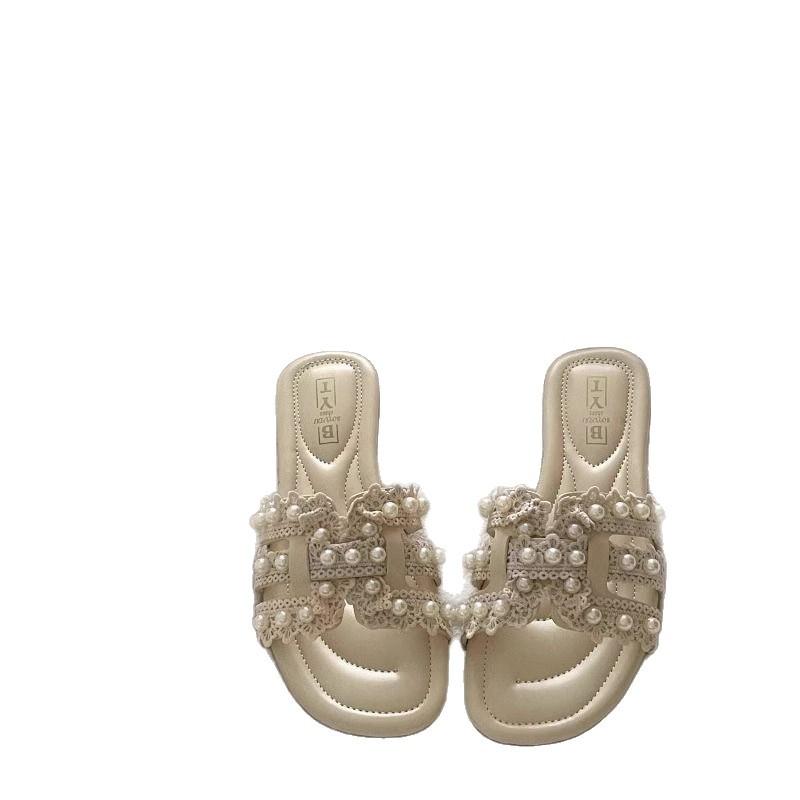 With Skirt, Flat-Bottomed Fairy, One-Word Cool Slippers For Going Out On The Beach, And Small Fragrant Cool Slippers For Summer Wear.