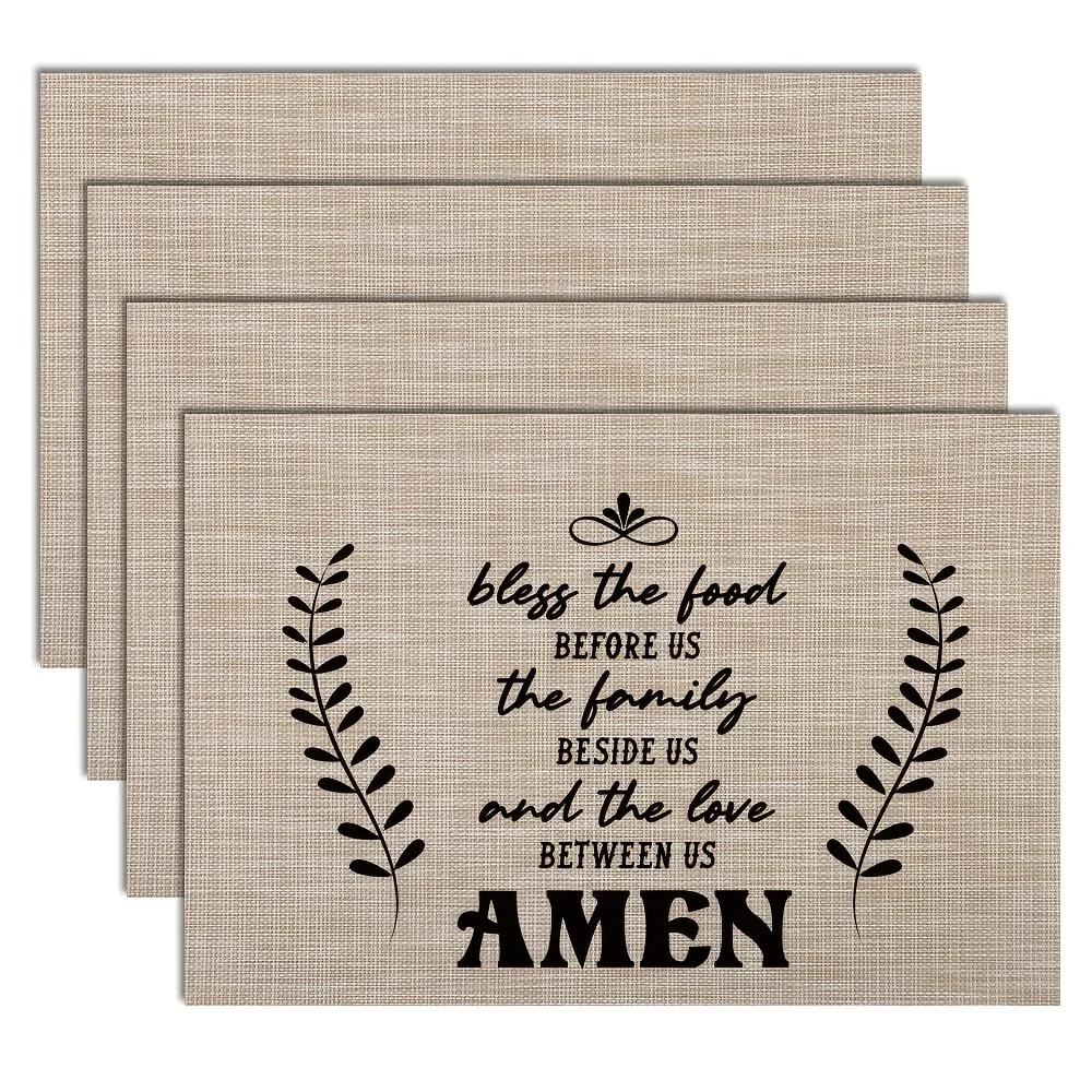 1PC Blessing Table Pad Printed Font Linen Meal Mat Kitchen Tables Decoration Placepads Party Anti Scalding Protection Desktop