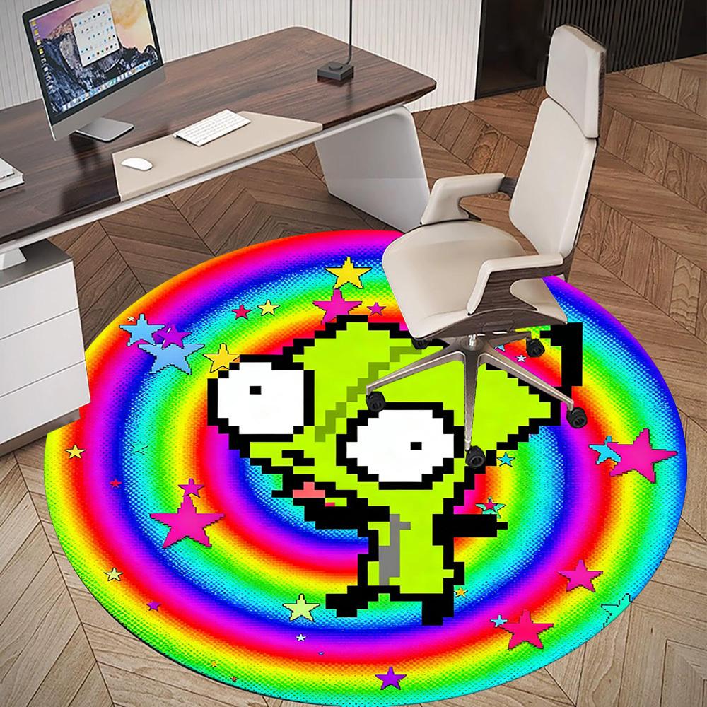 1pc Alien Rainbow Round Chair mat office Area Rug - Non-Slip, Floor Mat for Office, Bedroom, Ideal home decor gift p0105022