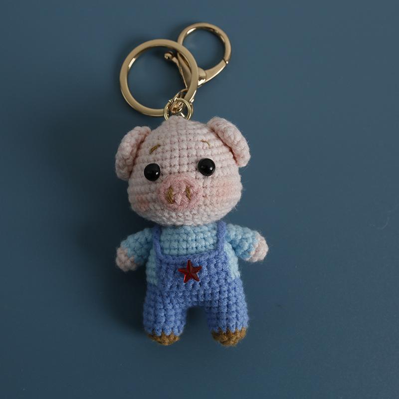 Funny Raccoon Doll Crochet Keychain Cute Knitted Animal Doll Series Keychains For Bag Pendant Cartoon Giraffe Cute Keyrings Gift