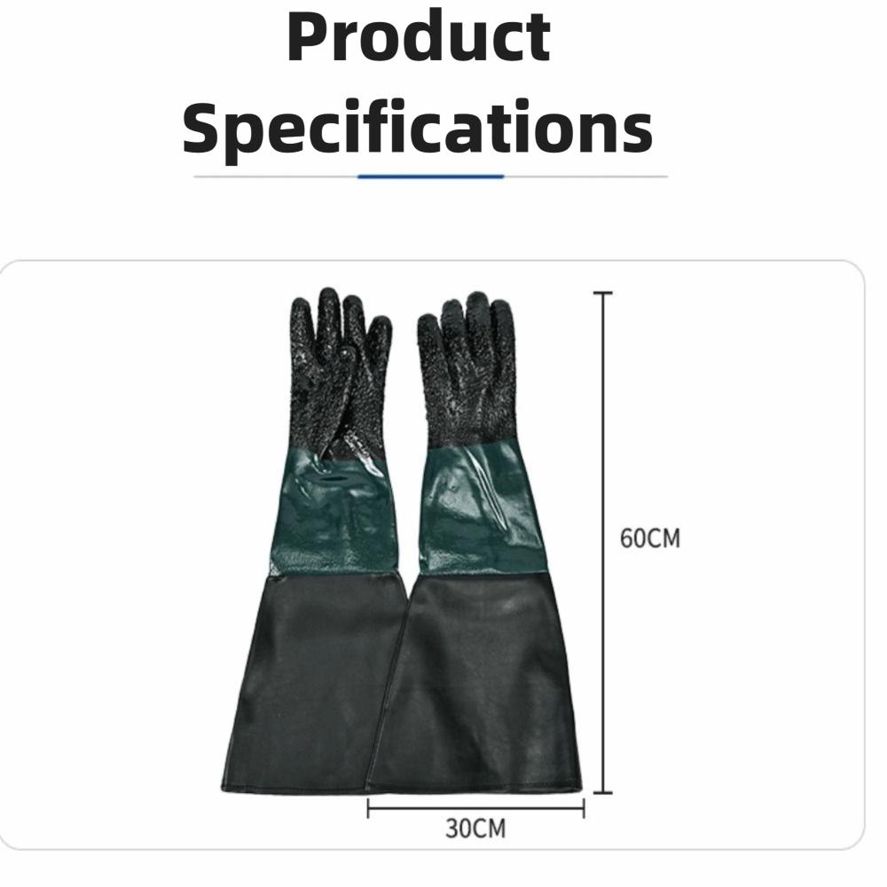 A Pair With Gloves Holder Rubber Sandblasting Gloves Safety Work Gloves  Blasting Operations
