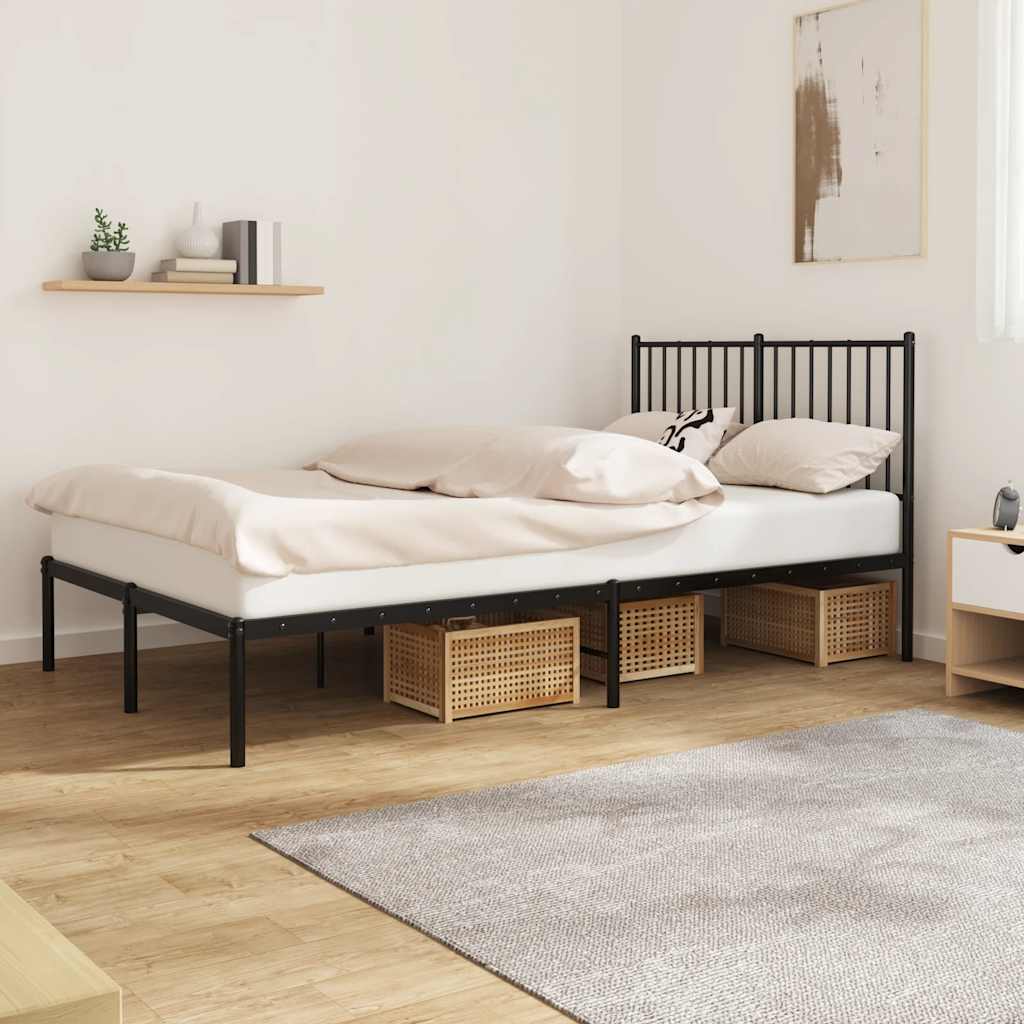 Metal Bed Frame with Headboard Black 120 x 200 cm