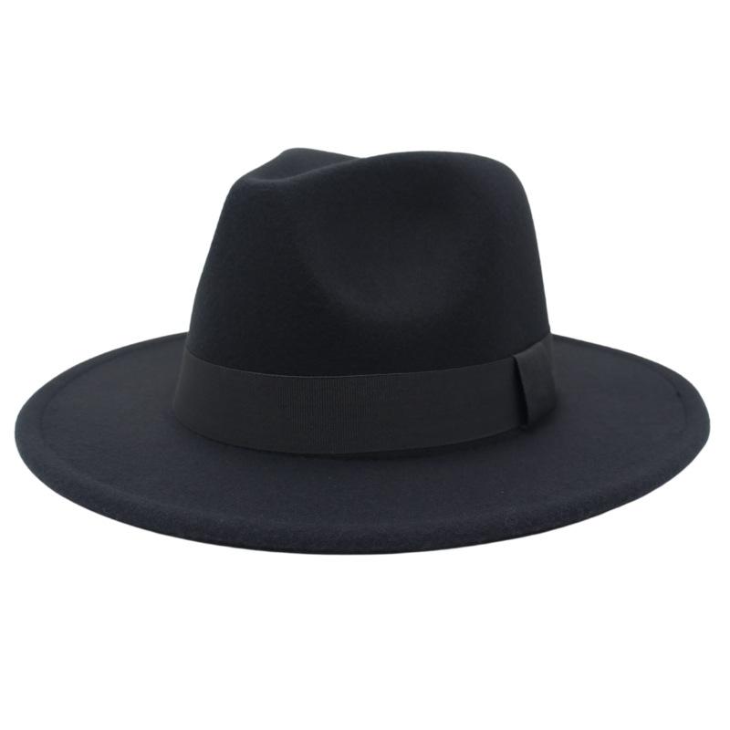 British Jazz Hat Big Eave Hat Square Ribbon French Top Hat Men'S And Women'S Cashmere Felt Hat