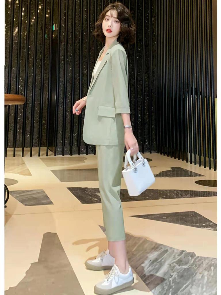Women's Plus Size Professional Casual Suit Set - Spring/Summer Fashion 8019