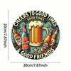 Vintage 8x8 Inch Metal Poster Cheers to Good Times Sign for Bar Wall Decor