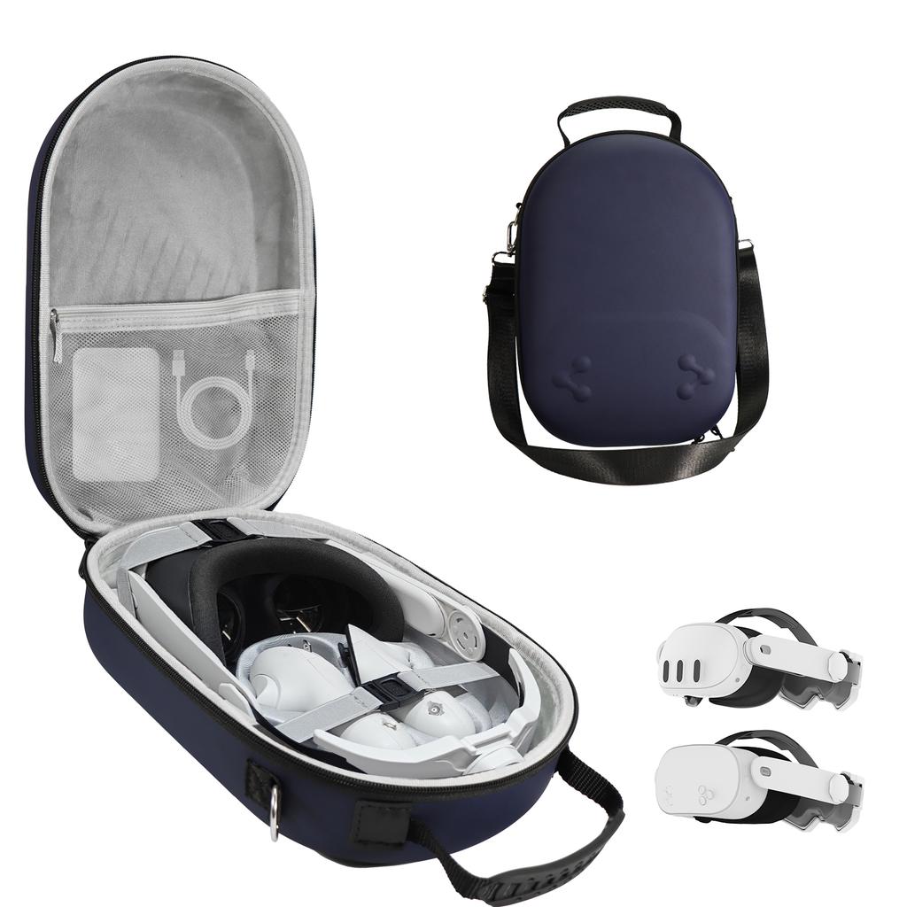 For Meta Quest 3/3S Standard/Elite Strap Compatible Case, Hard Carrying Case for Quest3 VR Gaming Headset with Elite Strap, Trav