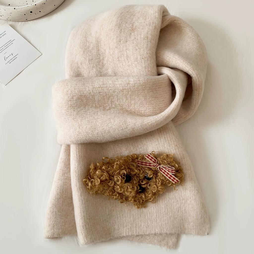 Autumn and winter new cute warm wool hat women's fashion versatile knitted hat scarf outdoor windproof velvet scarf