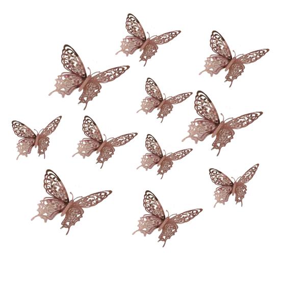 12 Stück 3D-Schmetterlings-Wanddekoration 3 Größen Hohl-Schmetterlings-Dekoration für Geburtstagsfeier Kuchenaufsatz Abnehmbare Wandbilder Aufkleber für Kinderzimmer Schlafzimmer