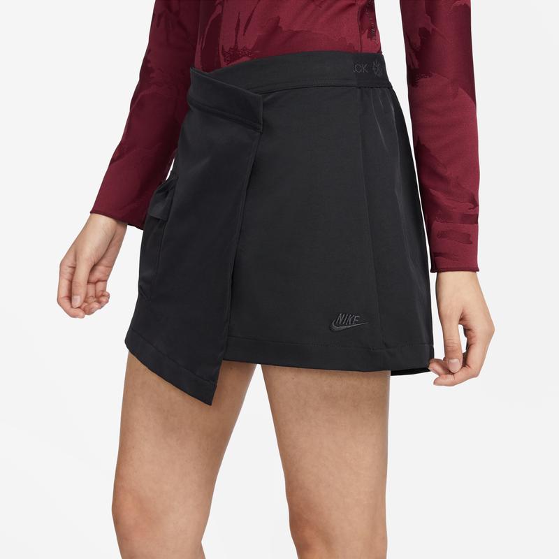 Nike Sportbekleidung Tech Pack Asymmetrischer Schnelltrocknender High-Waist Skort Damen Unterteile Anthrazit-Schwarz DV8492-010