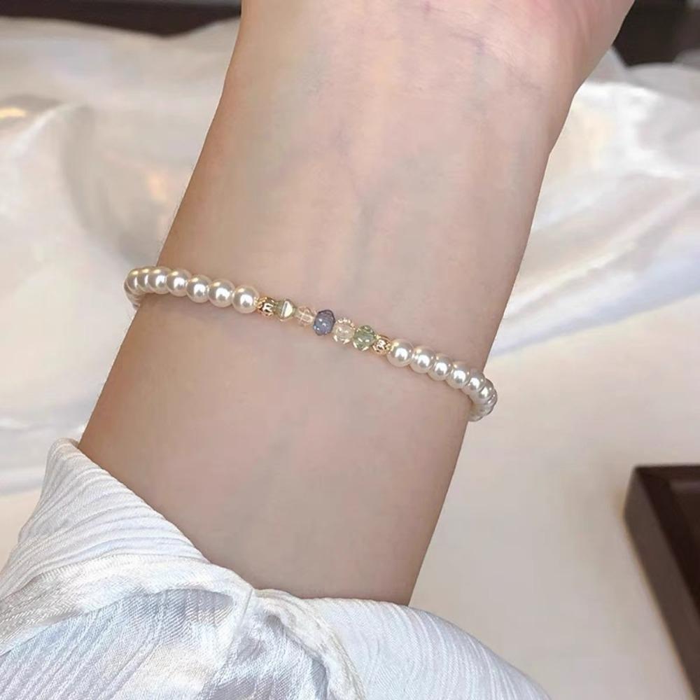 Charm Temperament Lustrous Smooth Imitation Pearl Colorful Beaded Bracelets for Women Exquisite Trendy Jewelry Accessories Gift