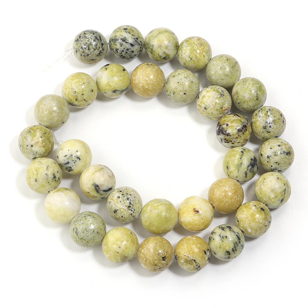 4/6/8/10/12mm Natural Stone Beads Grass Yellow Turquoise Round Loose Beads For Jewelry Making DIY Bracelets Necklace Accessories