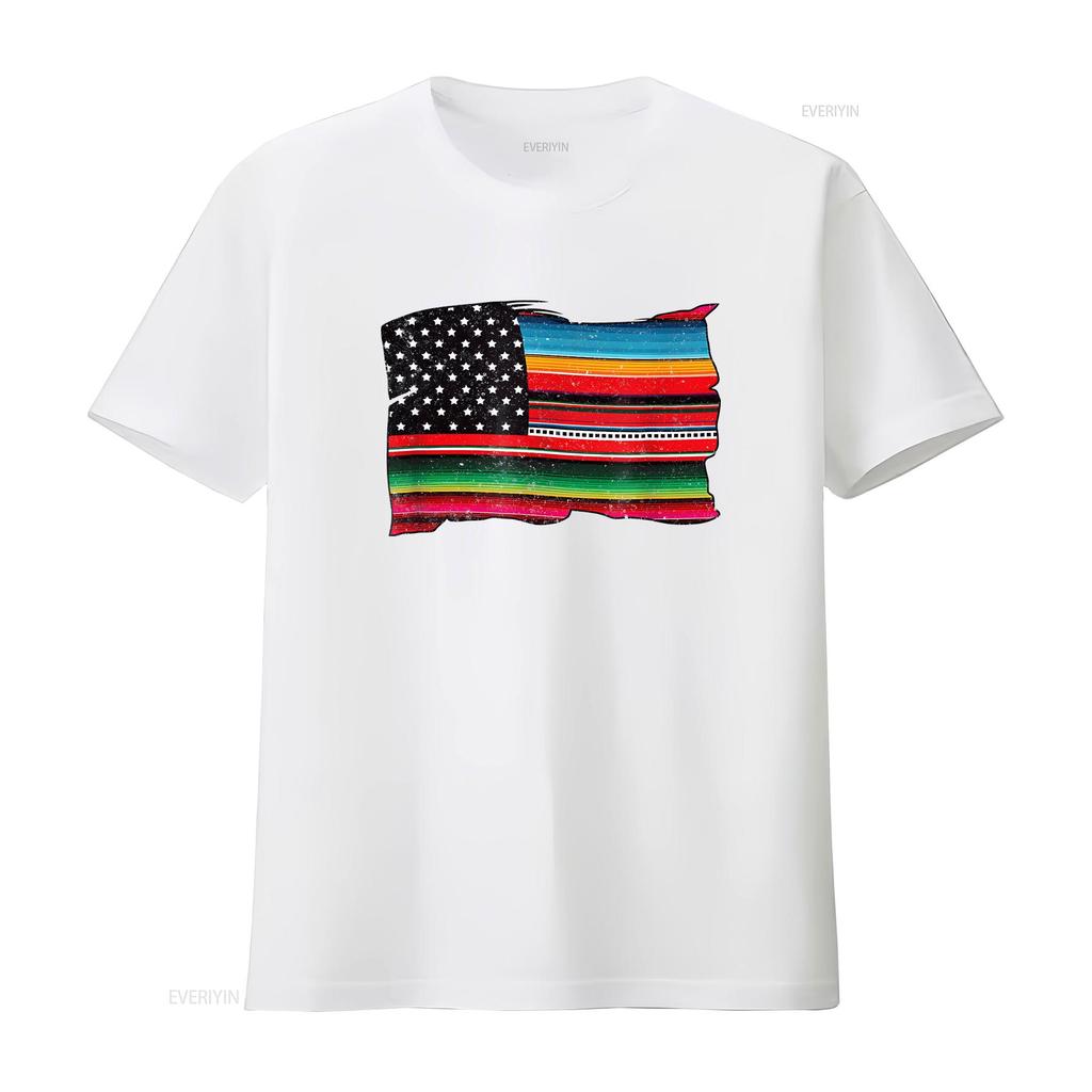 Mens Mexican American Chicano Sarape Flag T Shirt Vintage Washed Stretched Comfortable Graphic Soft Stylish Casual Unisex