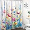 1pc Watercolor Flower Shower Curtain Spring Botanical Farm Modern Fashion Elegant Suitable for Home Partition Room Decoration