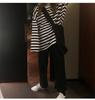 2020 Harajuku Style Black & White Striped Long-Sleeve Loose T-Shirt for Women