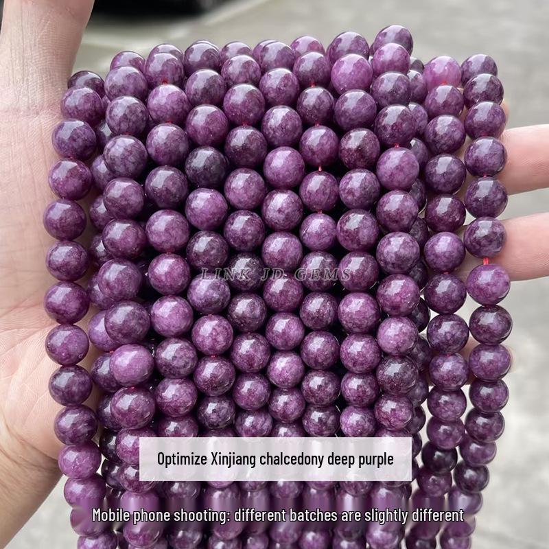 Deep Purple Chalcedony Imitation Lepidolite Round Beads for DIY Jewelry