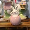 Eggshells Bunnys Easters Decoration Polyresin Rabbit Statue for Home and Farmhouses Spring Decoration