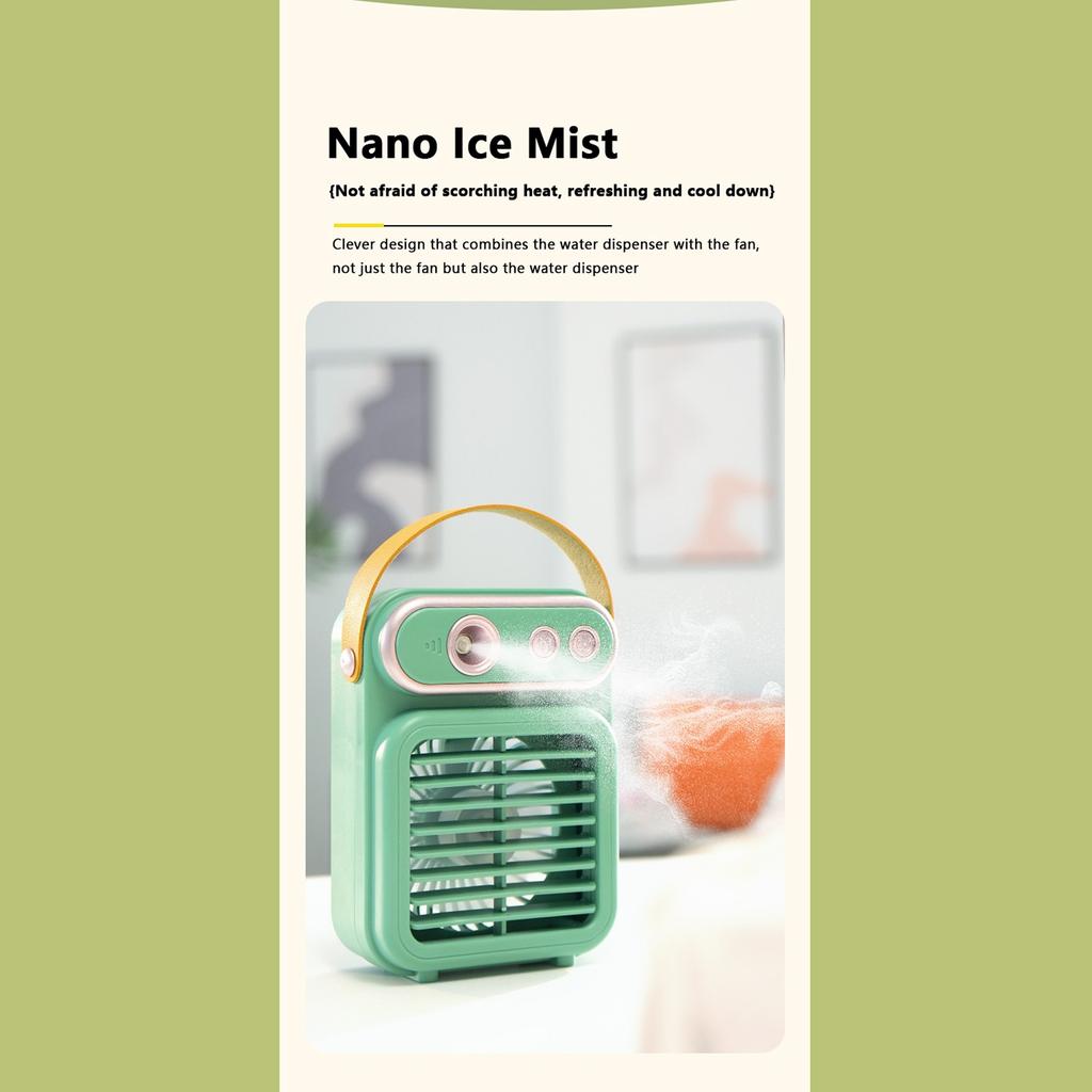 Retro Style Mist Fan – Portable USB Rechargeable Handheld Desktop Fan With Humidifier Function
