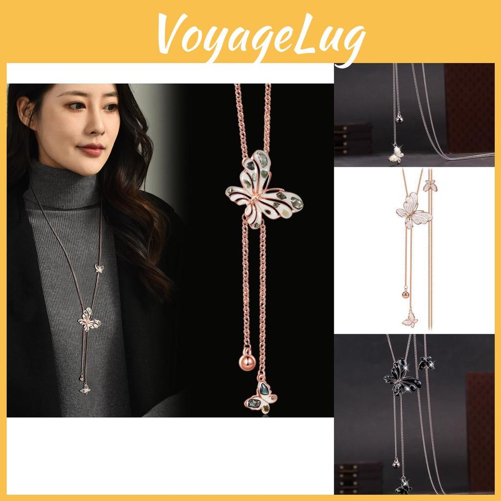 Elegant Long Butterfly Sweater Chain For Women Featuring Sparkling Alloy Design