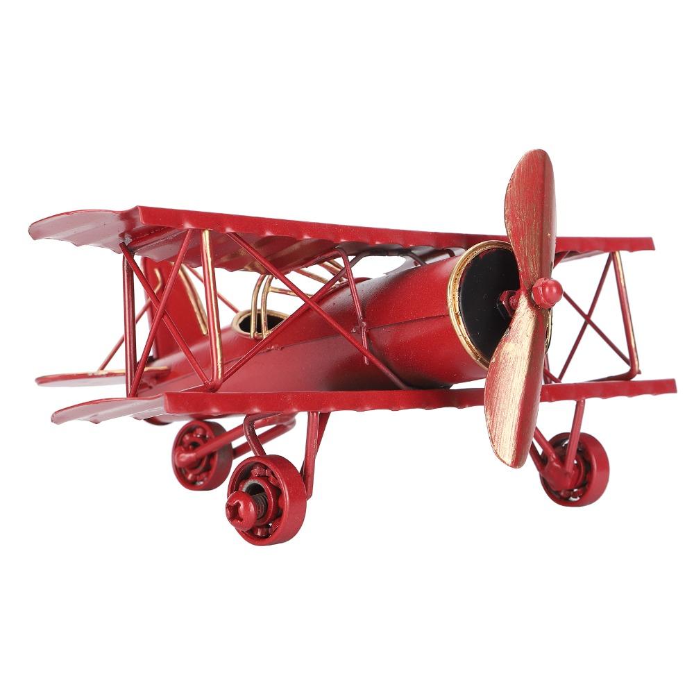 Wrought Iron Metal Biplane Ornament Moving Vintage Aircraft Decor  Home Decoration