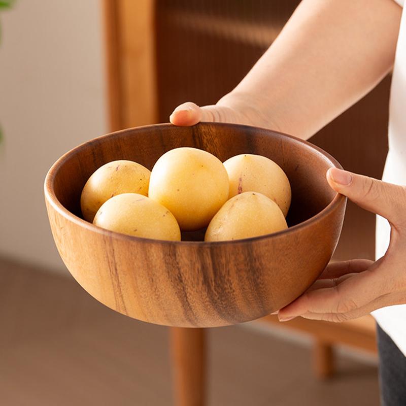 Durable Wooden Salad Bowl Cutlery Holder with Storage Practical for Kitchen Table Large Capacity Home Dining