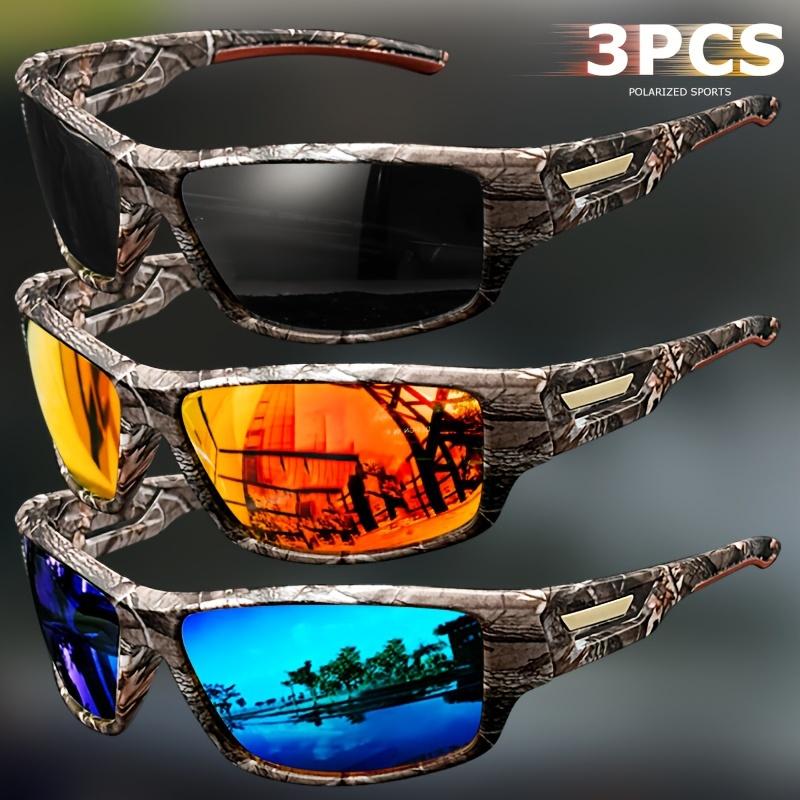 3 Stück Polarisierte Sportsonnenbrillen mit Camouflage-Rahmen - Winddicht, Sanddicht für & Aktivitäten, Inklusive Reinigungstuch