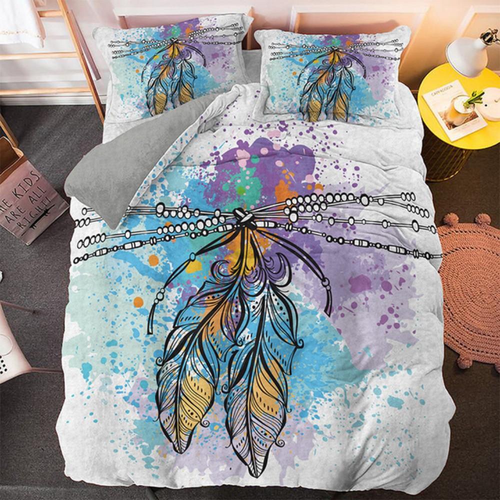Bohemian Dream Bedding Set King Queen Size Colorful Catcher Duvet Cover Set with Pillowcase Polyester Bed Linen for Teens Girls