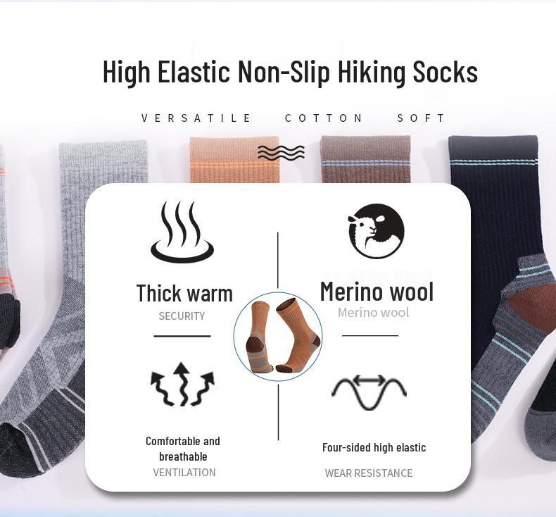 Unisex Warm Merino Wool Hiking Socks - Thick, Mid-Calf for Outdoor, Sports, and Mountaineering