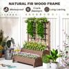 2-Tier Raised Garden Bed with Trellis, Wooden Elevated Planter Box with Drainage Holes, Outdoor Raised Planter for Climbing Plants, Fruits