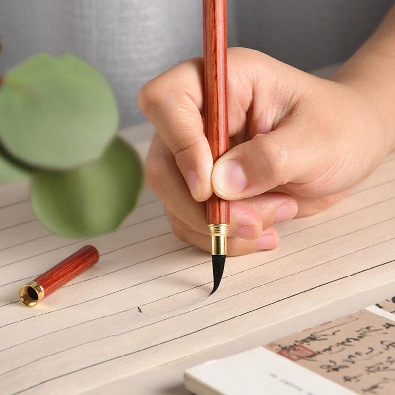 1 Stück Kalligraphie Schreibpinsel Ebenholz Sandelholz Hakenlinie Stift Kalligraphie Anfänger Kunst Professioneller Malpinsel