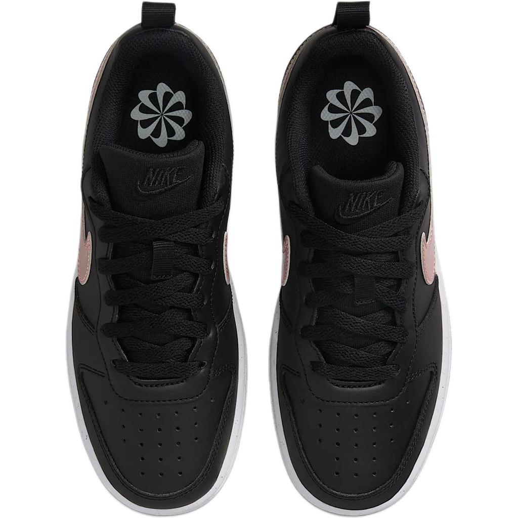 Nike Court Borough Skórzane Niskie Recraft SE Wygodne Miękkie Antypoślizgowe Wytrzymałe Niskie Trampki Dziecięce Czarne I Złote Trampki Dziecięce HF7307-001