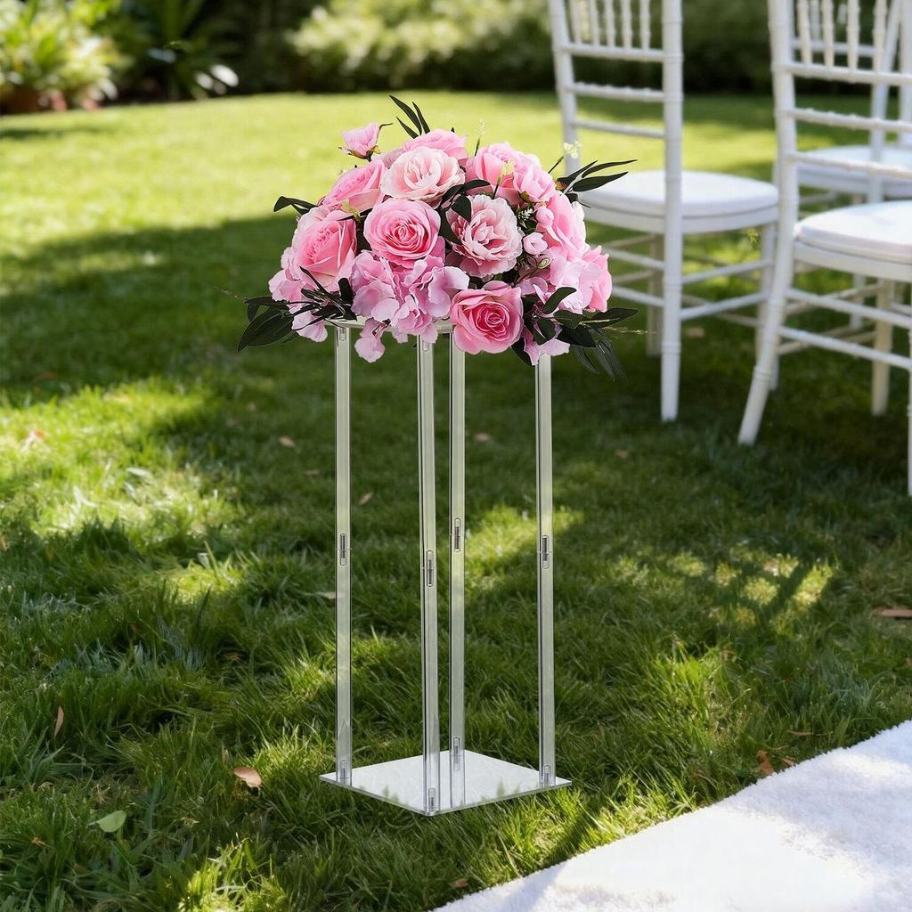 Wedding Flower Stand, 10PCS 50cm Column Flower Stand, Floral Stands with Acrylic Laminate, Cylindrical Cubic Floral Display Rack for Wedding, Party,