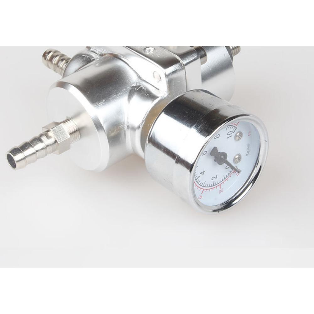 Fuel Pressure Regulator, Aluminum Alloy Universal Adjustable FPR Fuel Pressure Regulator with Pressure Gauge Hose 0-140psi Adjustable