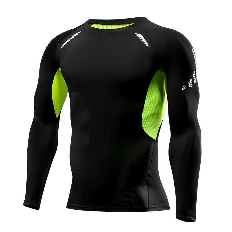 Pánské rychleschnoucí sportovní oblečení z ledového hedvábí s těsným střihem: Set s krátkým rukávem a pětibodovými kalhotami na letní fitness a běh